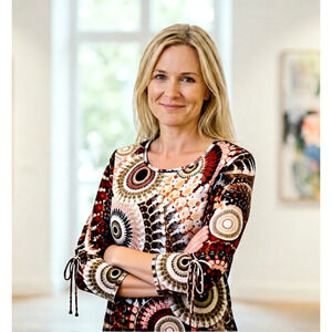 Est. 1946 boho earth tone top with bell sleeves M